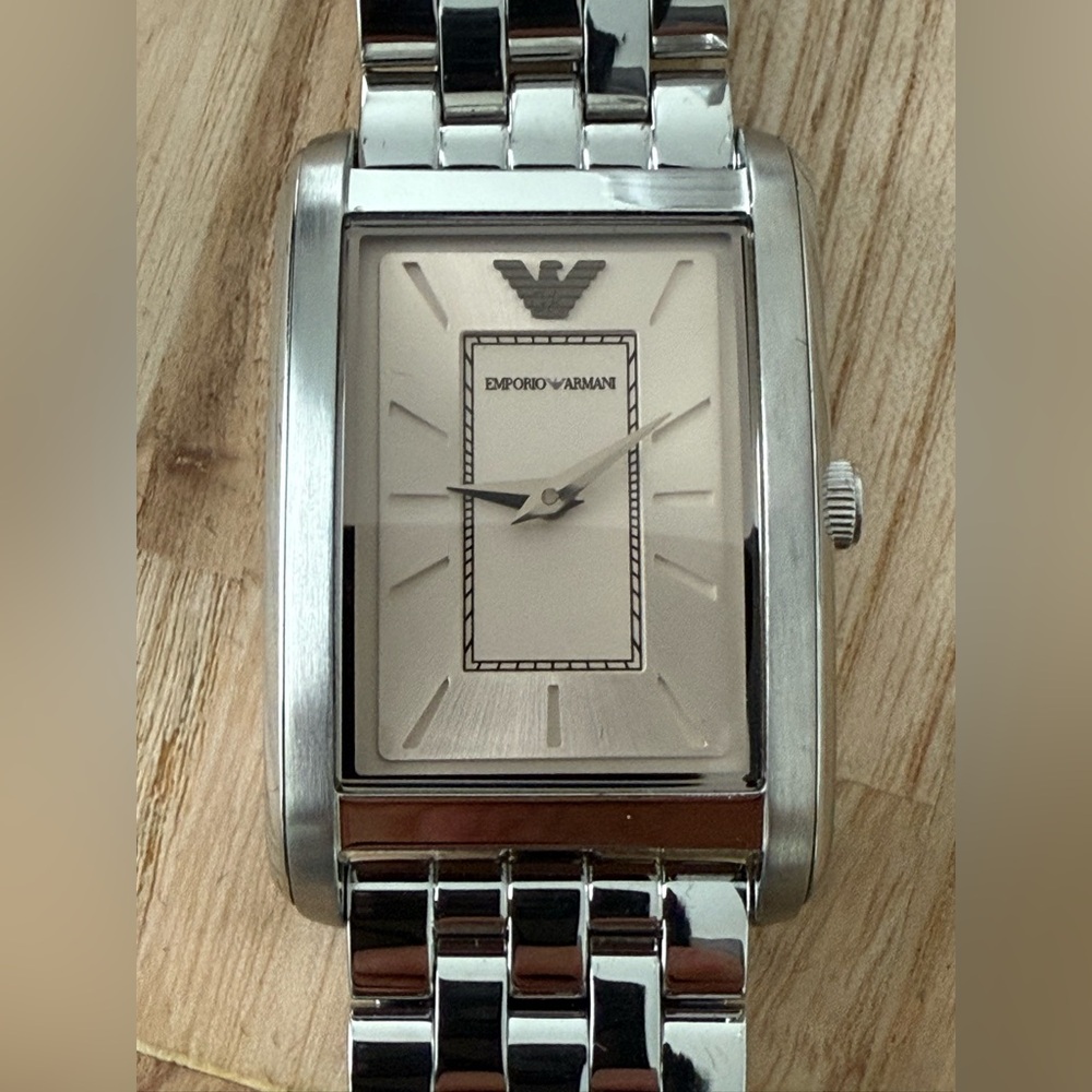 Emporio Armani Solid Stainless Curvex Watch Tinted Crystal New in Original Box